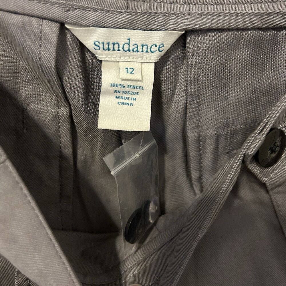 Sundance Women's Gray Tencel Pleated High Rise Straight Pants Size 12 Office - Picture 10 of 11